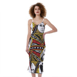 Queen Of Spades Playing Card Print Slim Fit Midi Cami Dress