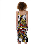 Queen Of Spades Playing Card Print Slim Fit Midi Cami Dress