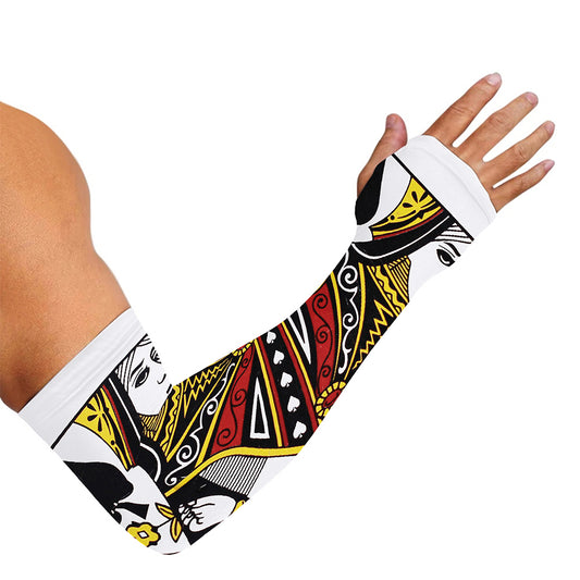 Queen Of Spades Playing Card Print Sun Protection Arm Sleeves