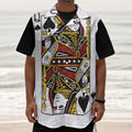 Queen Of Spades Playing Card Print Textured Short Sleeve Shirt