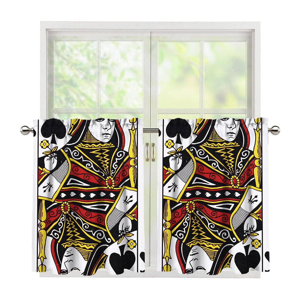 Queen Of Spades Playing Card Print Tier Curtains