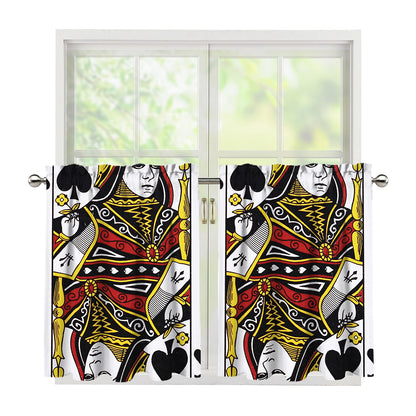 Queen Of Spades Playing Card Print Tier Curtains