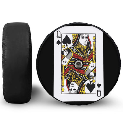 Queen Of Spades Playing Card Print Tire Cover With Camera Hole
