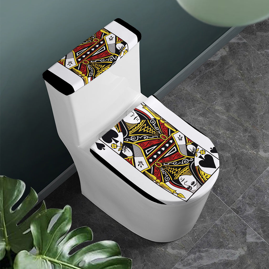 Queen Of Spades Playing Card Print Toilet Lid And Tank Cover Set
