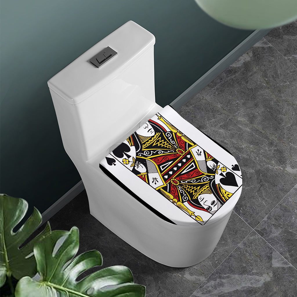 Queen Of Spades Playing Card Print Toilet Lid Cover