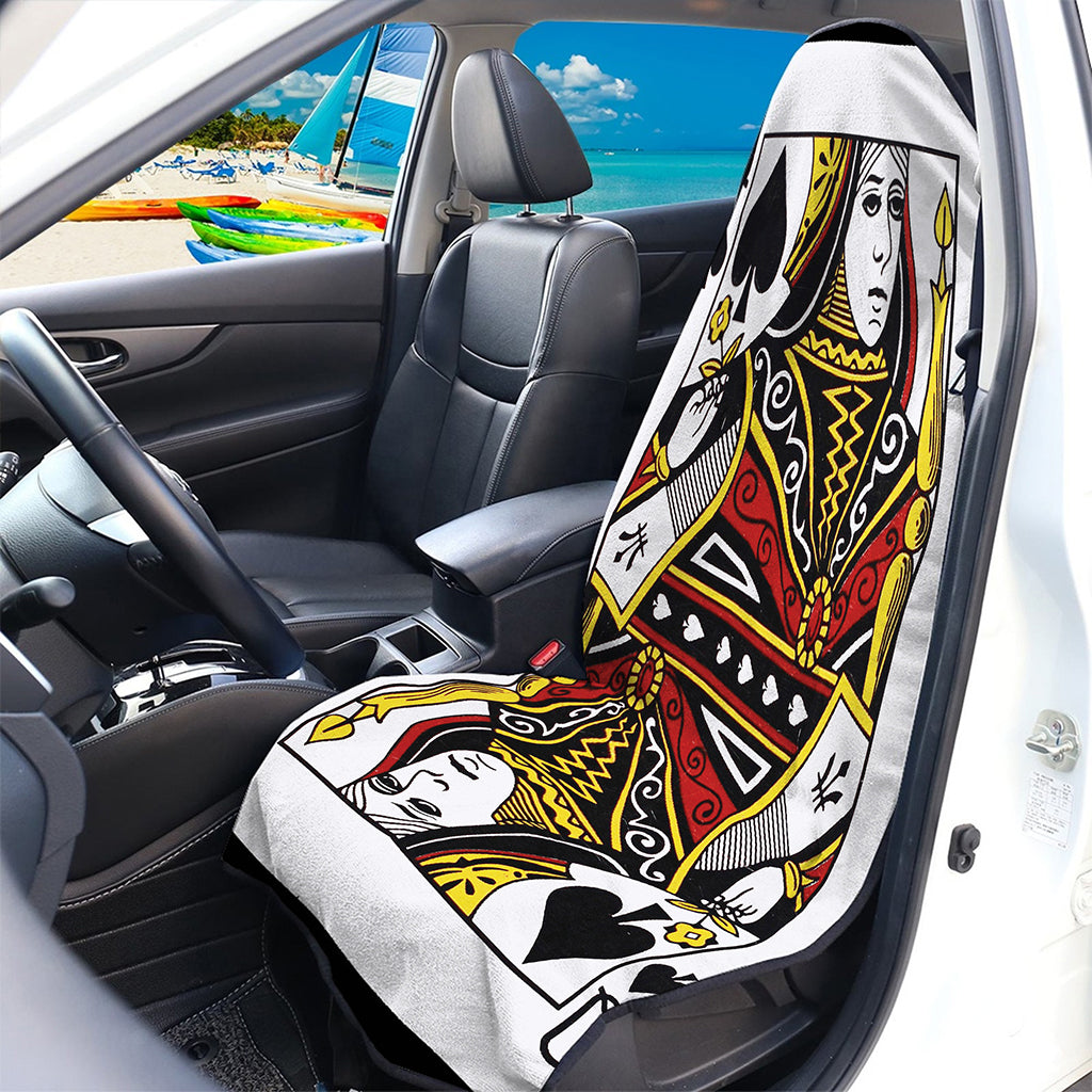 Queen Of Spades Playing Card Print Waterproof Car Seat Cover