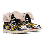 Queen Of Spades Playing Card Print Winter Boots