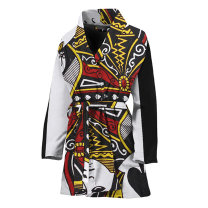 Queen Of Spades Playing Card Print Women's Bathrobe