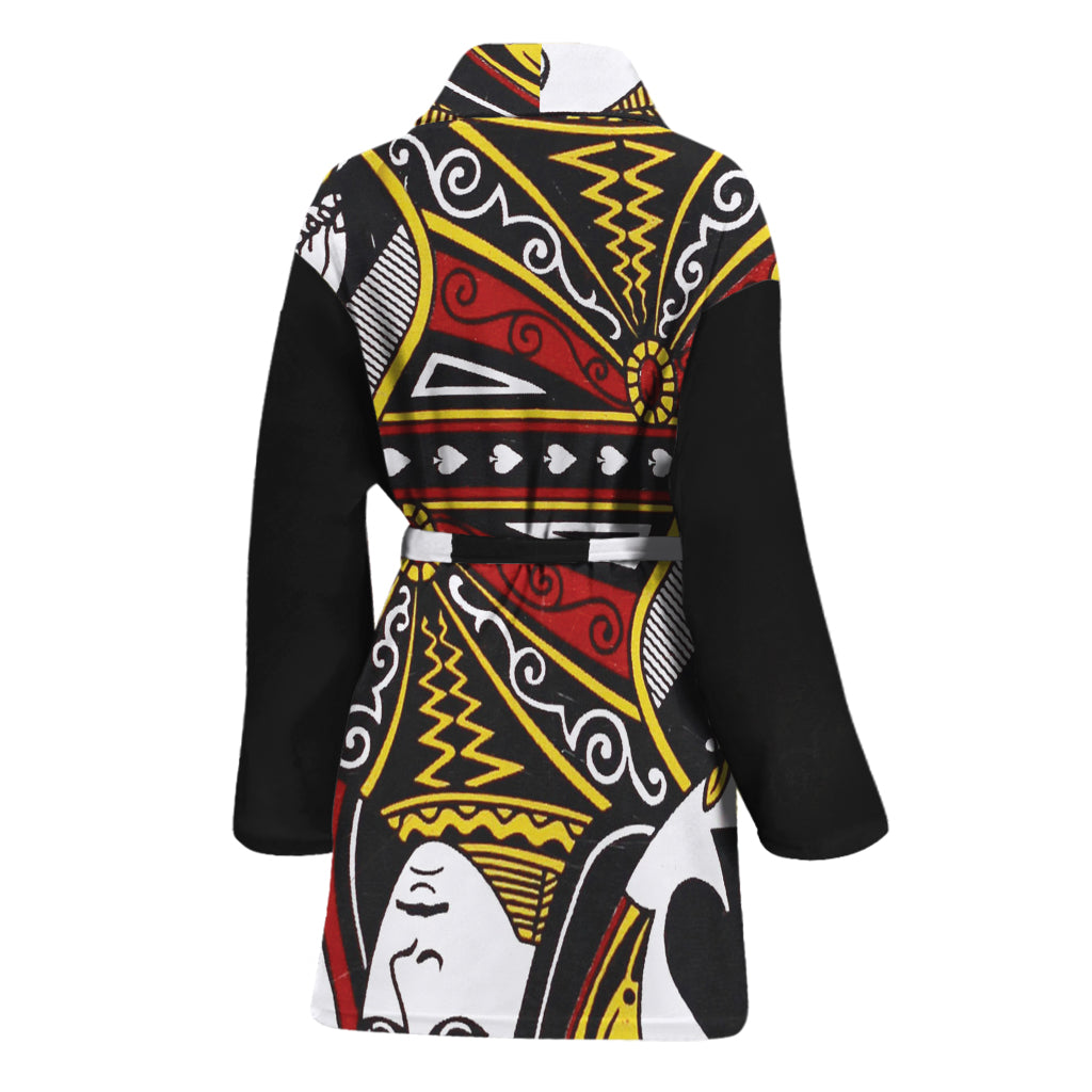 Queen Of Spades Playing Card Print Women's Bathrobe