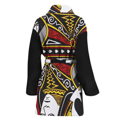 Queen Of Spades Playing Card Print Women's Bathrobe