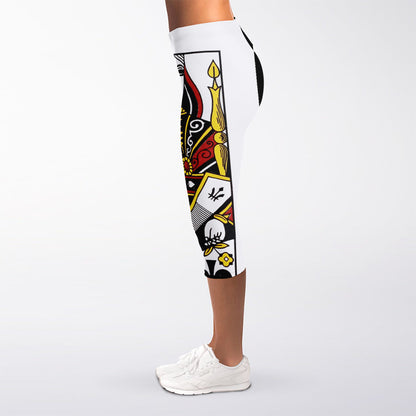 Queen Of Spades Playing Card Print Women's Capri Leggings