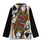 Queen Of Spades Playing Card Print Women's Cotton Blazer