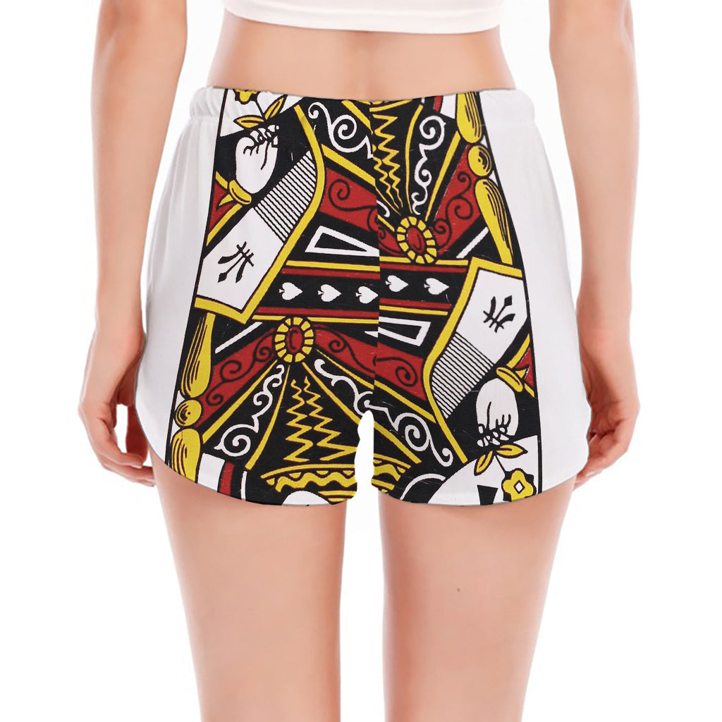 Queen Of Spades Playing Card Print Women's Split Running Shorts