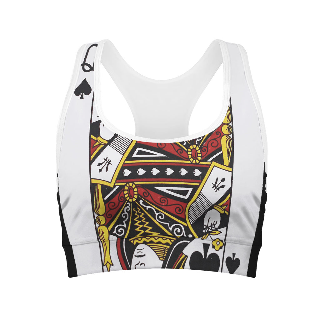 Queen Of Spades Playing Card Print Women's Sports Bra