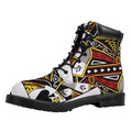 Queen Of Spades Playing Card Print Padded Collar Lace Up Boots