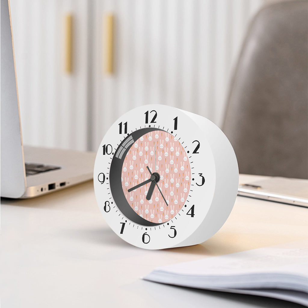 Rabbit And Carrot Pattern Print Alarm Clock