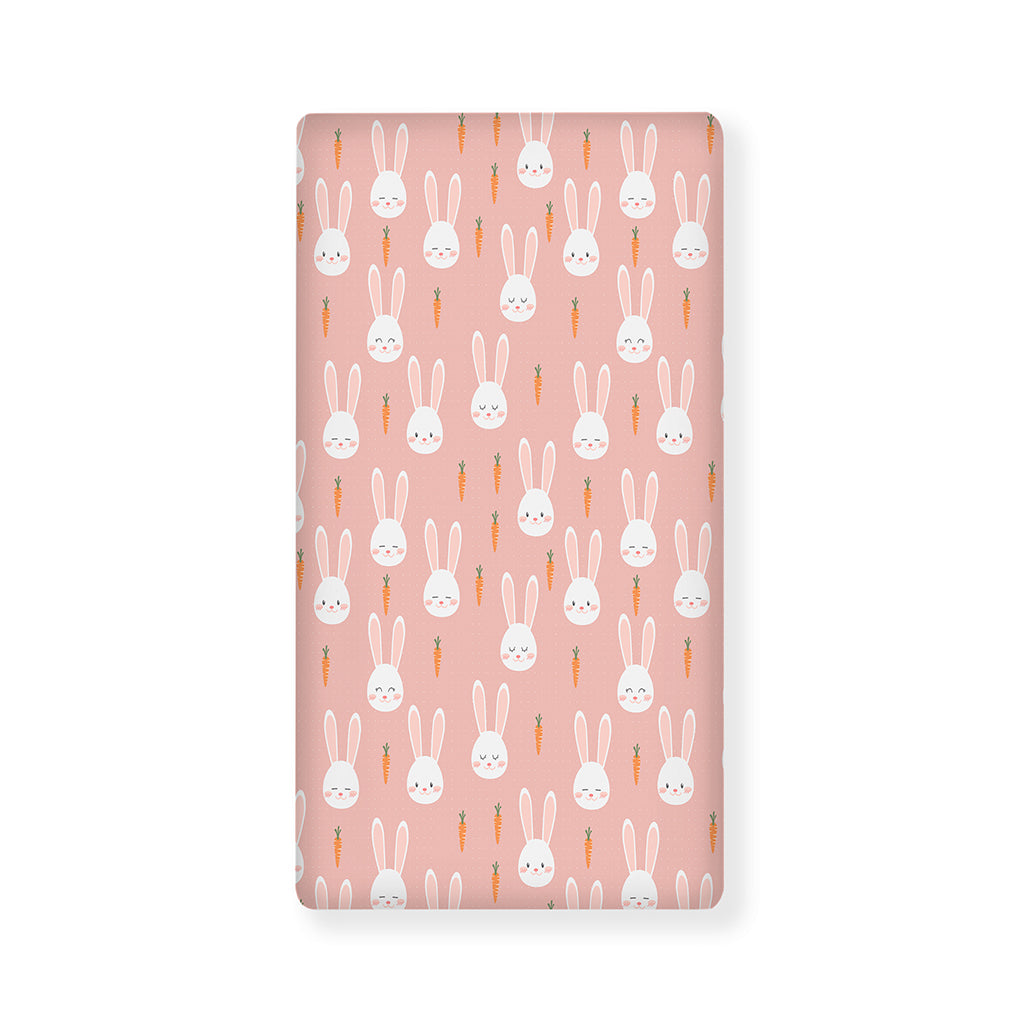 Rabbit And Carrot Pattern Print Baby Crib Sheet