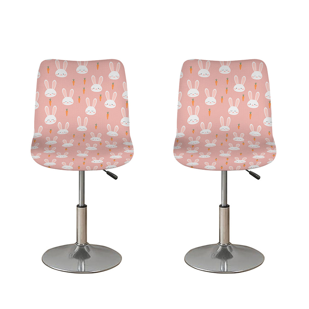 Rabbit And Carrot Pattern Print Bar Stool Covers