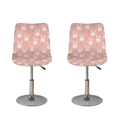 Rabbit And Carrot Pattern Print Bar Stool Covers