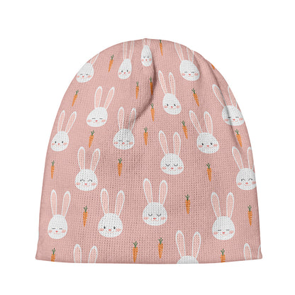 Rabbit And Carrot Pattern Print Beanie
