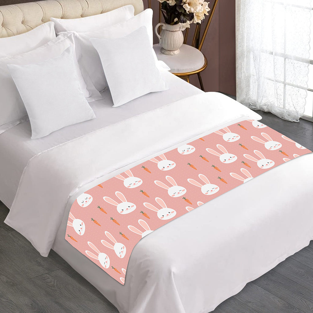 Rabbit And Carrot Pattern Print Bed Runner