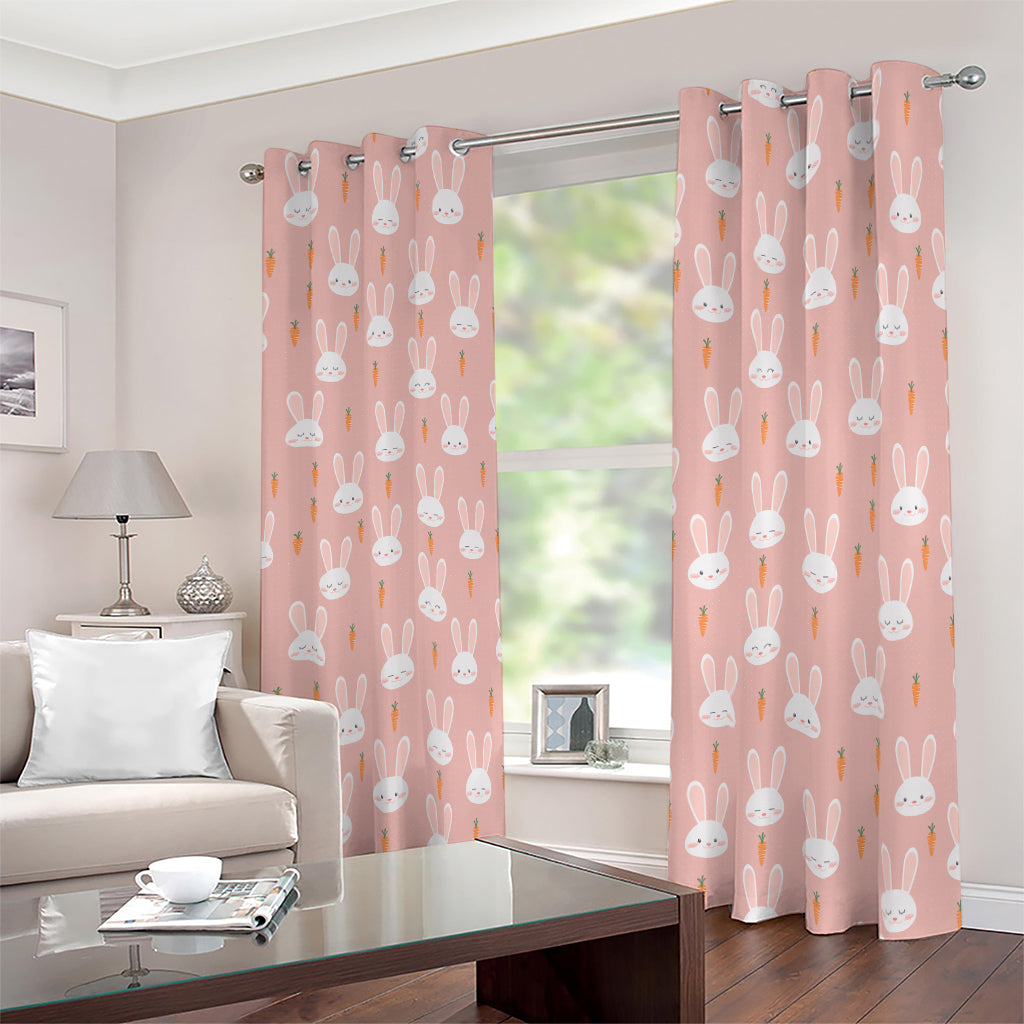 Rabbit And Carrot Pattern Print Blackout Grommet Curtains