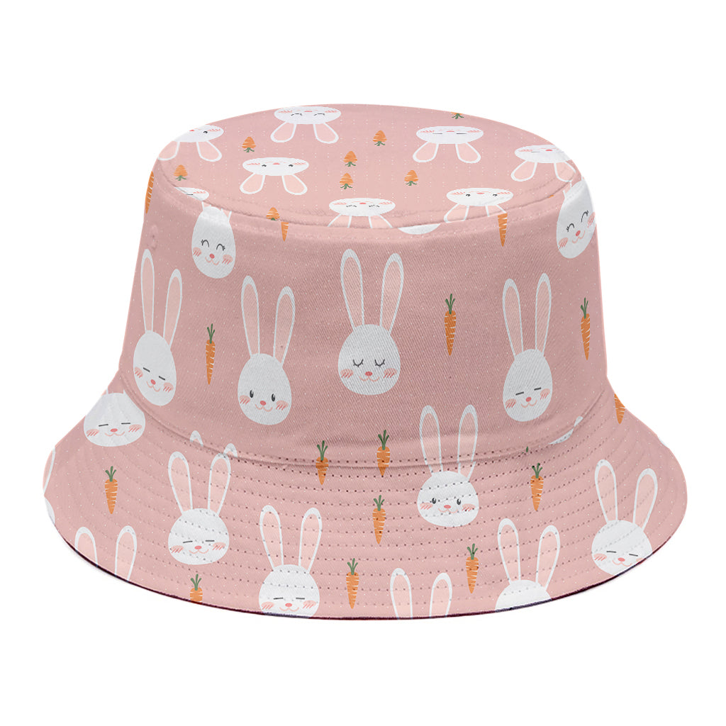 Rabbit And Carrot Pattern Print Bucket Hat