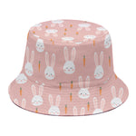 Rabbit And Carrot Pattern Print Bucket Hat