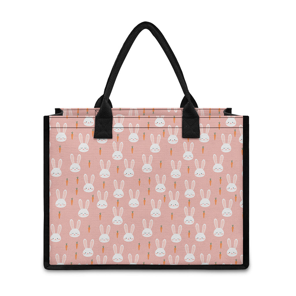 Rabbit And Carrot Pattern Print Canvas Tote Bag