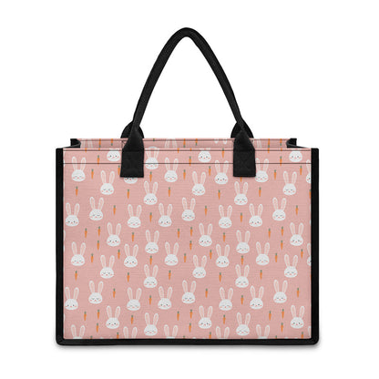 Rabbit And Carrot Pattern Print Canvas Tote Bag