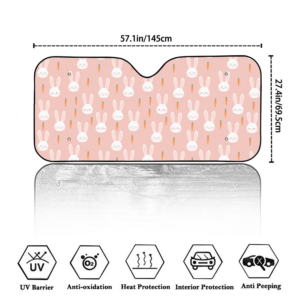 Rabbit And Carrot Pattern Print Car Windshield Sun Shade