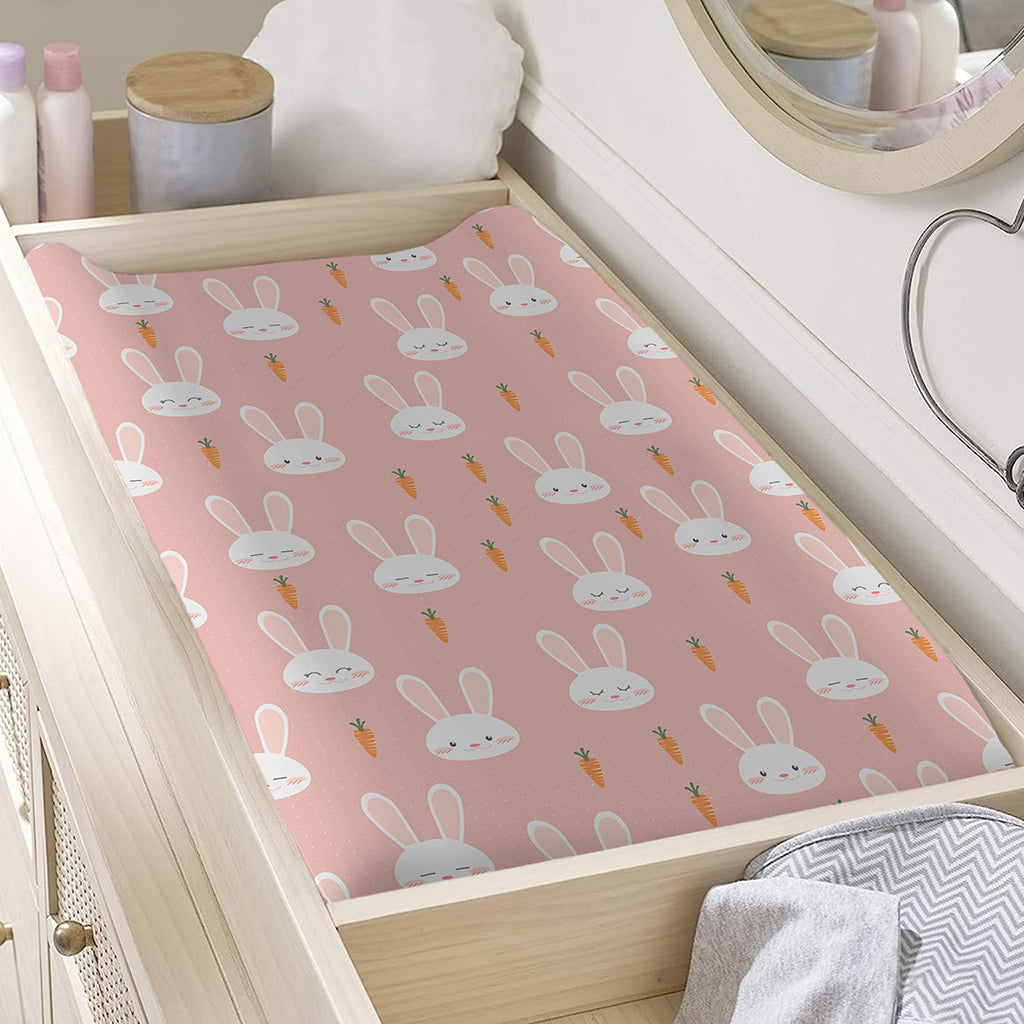 Rabbit And Carrot Pattern Print Changing Pad Cover