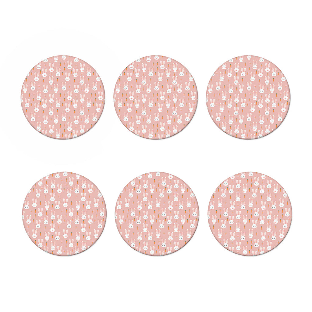 Rabbit And Carrot Pattern Print Coaster Set
