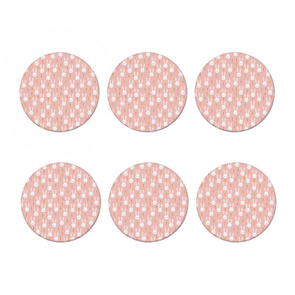Rabbit And Carrot Pattern Print Coaster Set