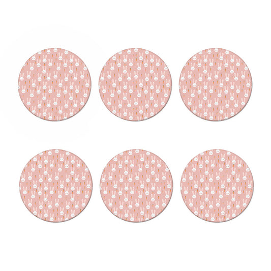 Rabbit And Carrot Pattern Print Coaster Set