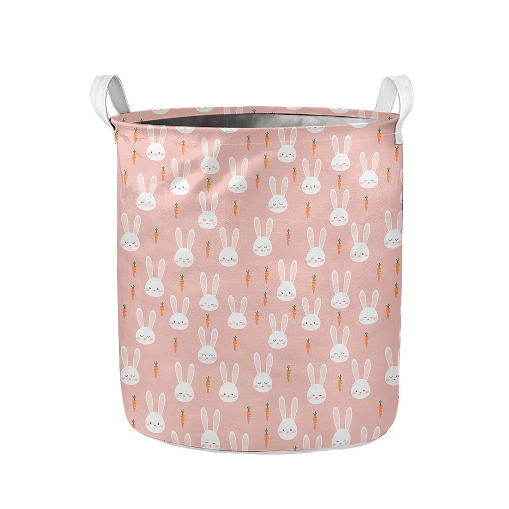Rabbit And Carrot Pattern Print Collapsible Laundry Basket