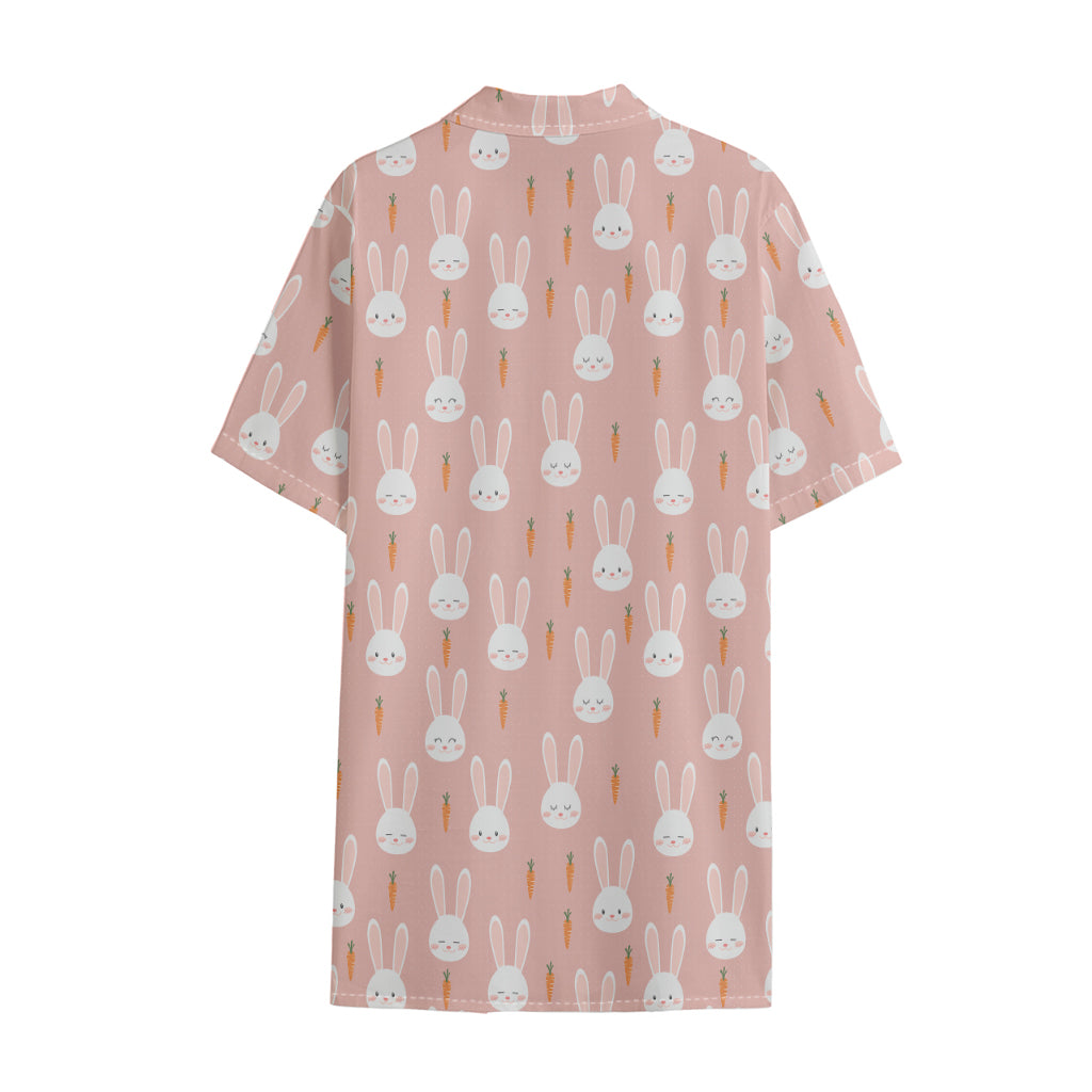 Rabbit And Carrot Pattern Print Cotton Hawaiian Shirt