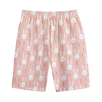 Rabbit And Carrot Pattern Print Cotton Shorts