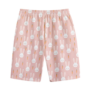 Rabbit And Carrot Pattern Print Cotton Shorts