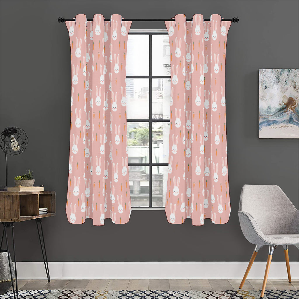 Rabbit And Carrot Pattern Print Curtain