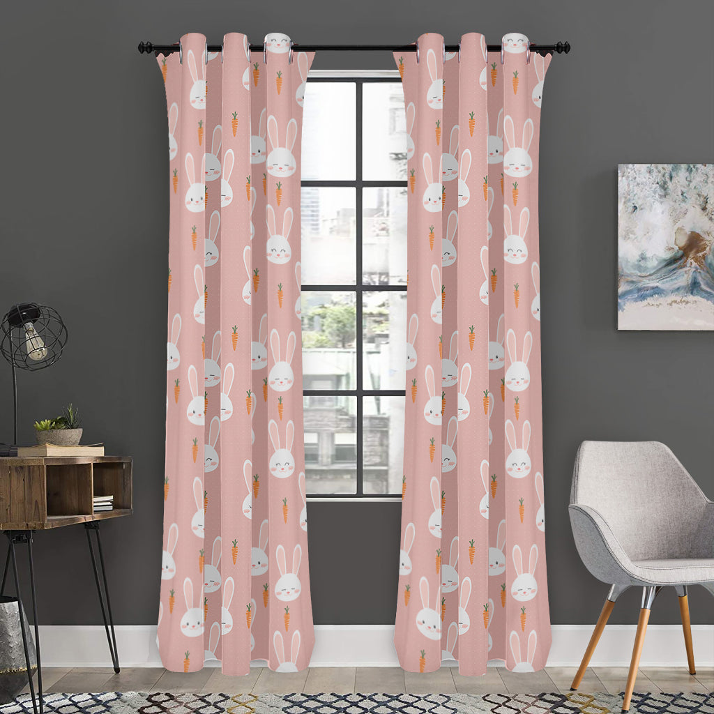 Rabbit And Carrot Pattern Print Curtain