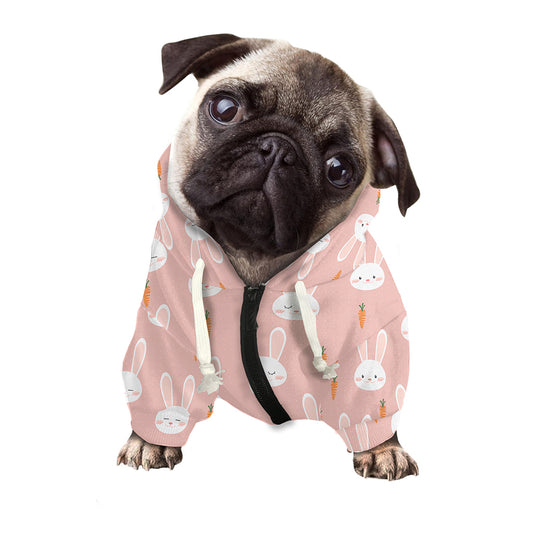 Rabbit And Carrot Pattern Print Dog Zip Up Hoodie