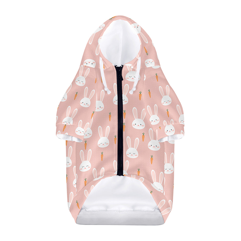 Rabbit And Carrot Pattern Print Dog Zip Up Hoodie