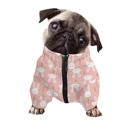 Rabbit And Carrot Pattern Print Dog Zip Up Jacket