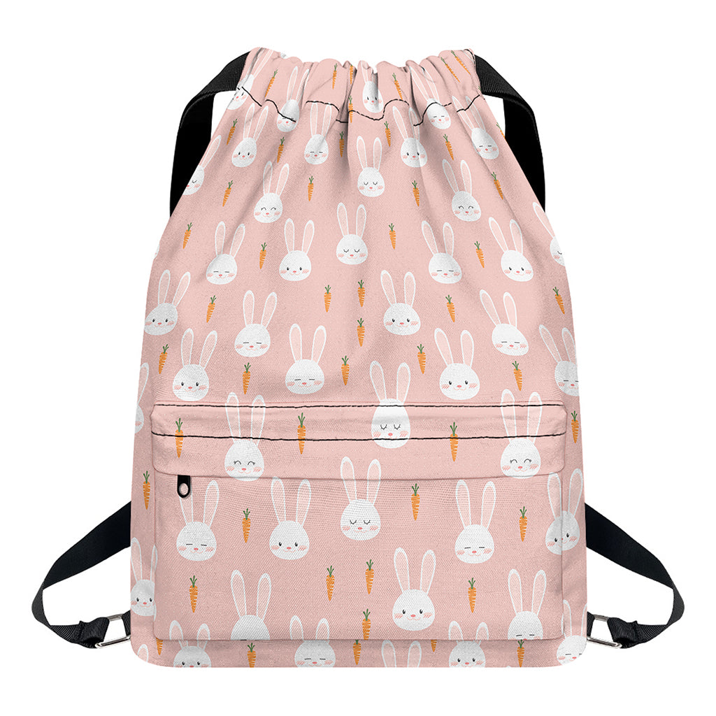 Rabbit And Carrot Pattern Print Drawstring Backpack