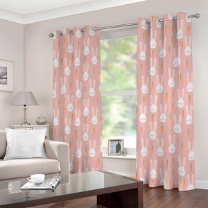 Rabbit And Carrot Pattern Print Extra Wide Grommet Curtains