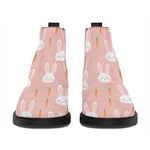 Rabbit And Carrot Pattern Print Flat Ankle Boots