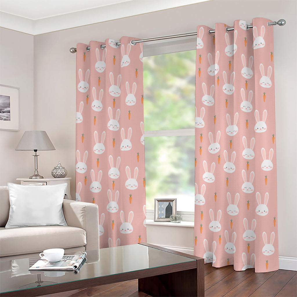 Rabbit And Carrot Pattern Print Grommet Curtains