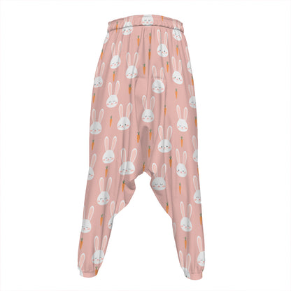 Rabbit And Carrot Pattern Print Hammer Pants