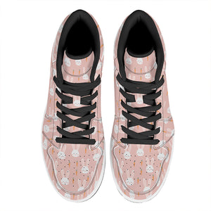 Rabbit And Carrot Pattern Print High Top Leather Sneakers